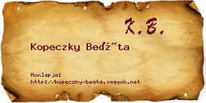 Kopeczky Beáta névjegykártya