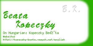 beata kopeczky business card